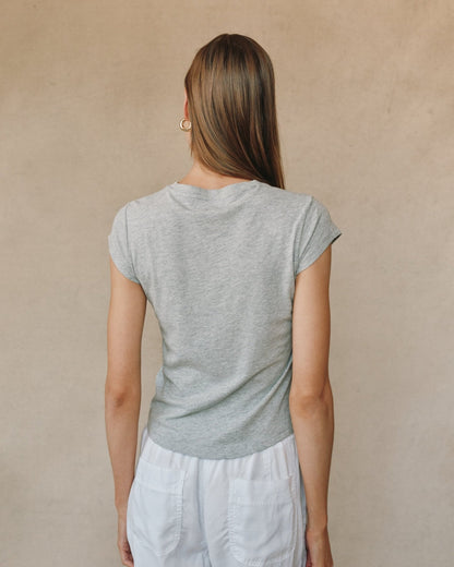 Bella Dahl Baby Crew Tee in Heather Ash - Comfortable Everyday Wear - Bella Dahl