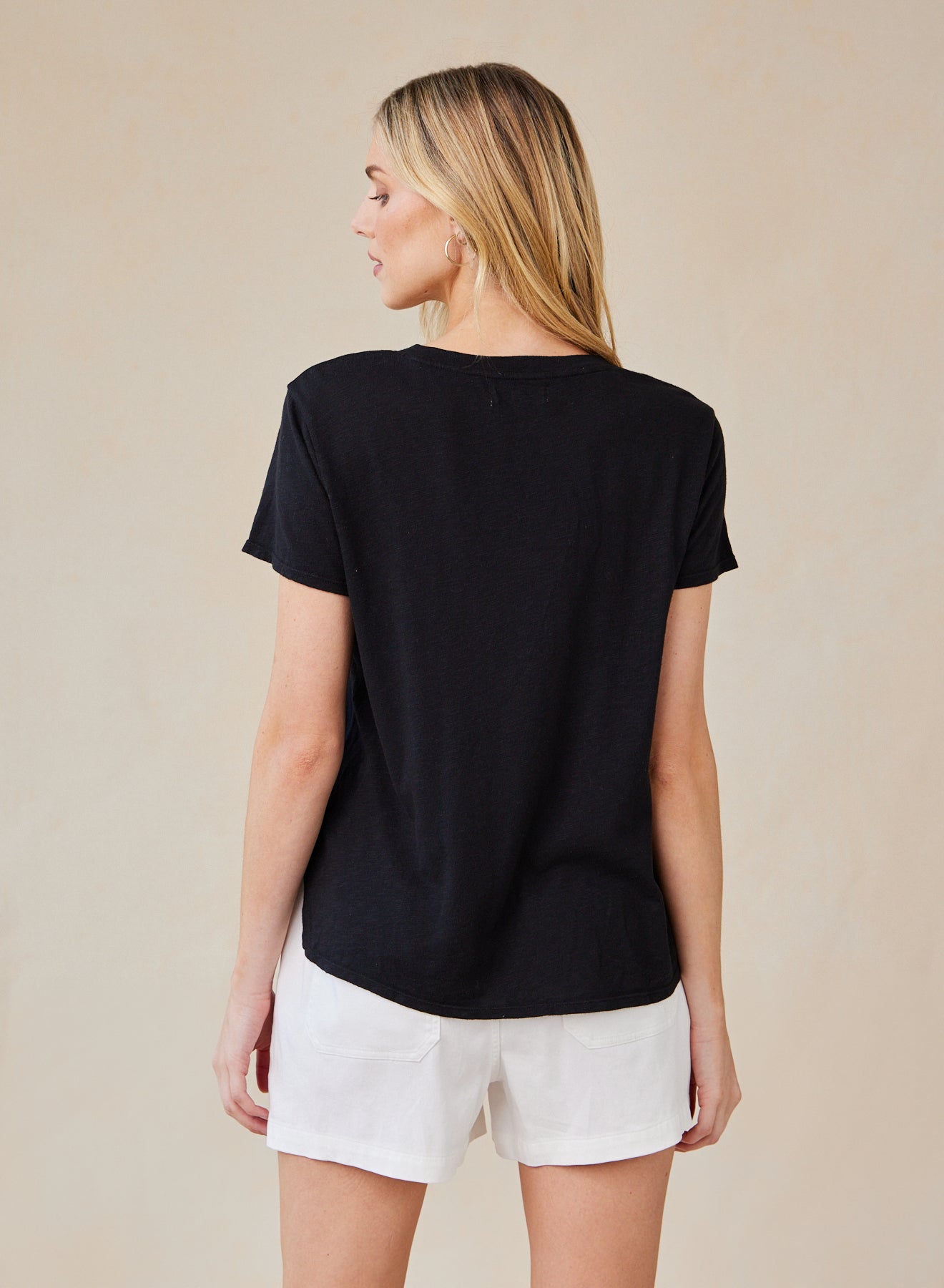 Bella Dahl Side Slit V-Neck Tee in Black - Stylish & Versatile - Bella Dahl