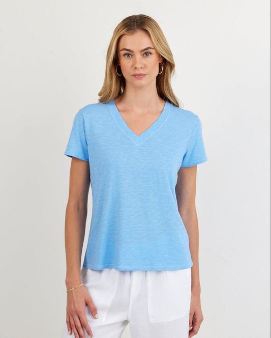 Bella Dahl V Neck Tee - Tidal Blue