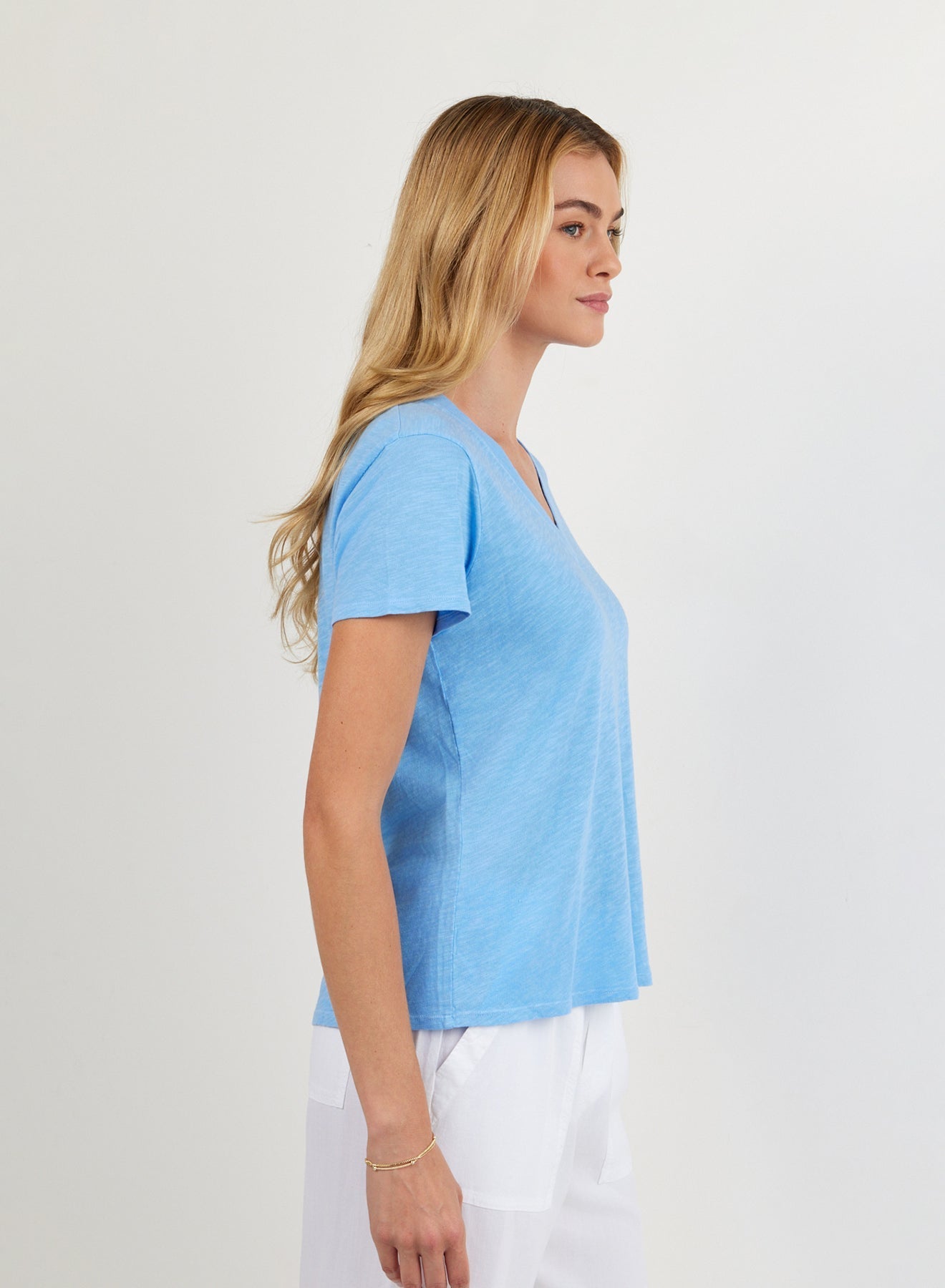 Bella Dahl V Neck Tee - Tidal Blue