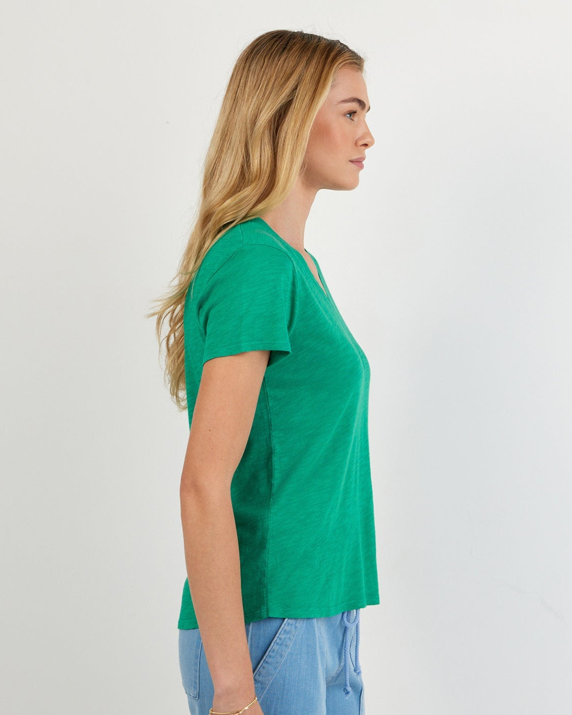 Bella Dahl V Neck Tee - Aqua Green