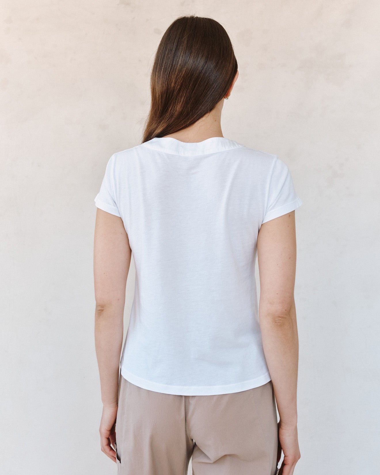 Bella Dahl Mixed V Neck Tee - White
