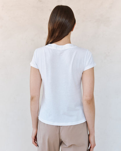 Bella Dahl Mixed V Neck Tee - White