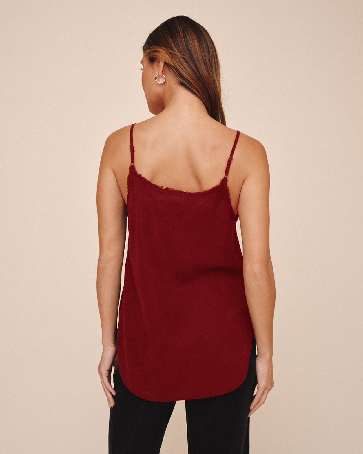 Bella Dahl Frayed Tencel Cami - Deep Crimson