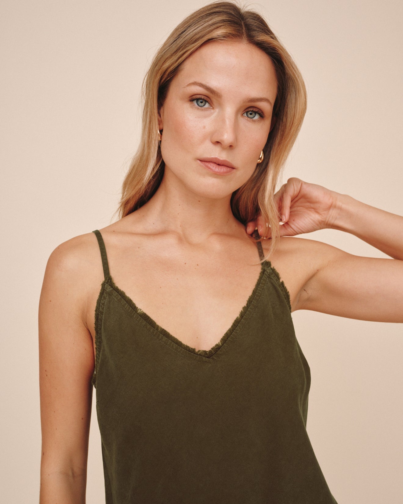 Bella Dahl Frayed Tencel Cami - Olive Night