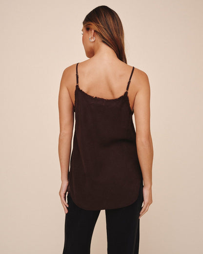 Bella Dahl Frayed Tencel Cami - Dark Chestnut