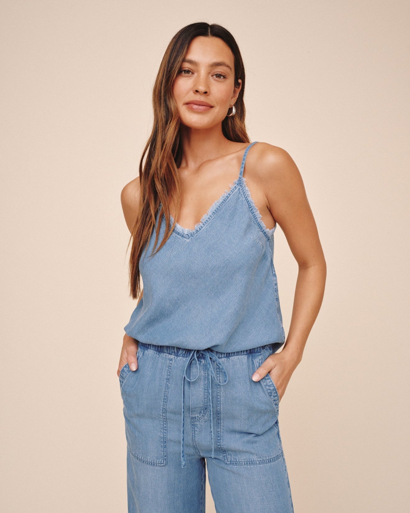 Bella Dahl Frayed Tencel Cami - Indigo Harbor Wash