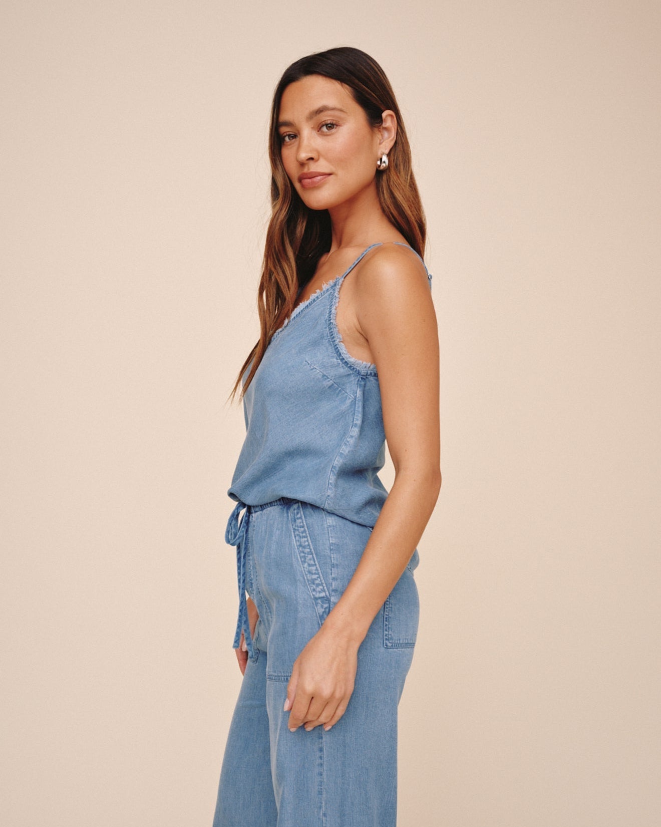 Bella Dahl Frayed Tencel Cami - Indigo Harbor Wash