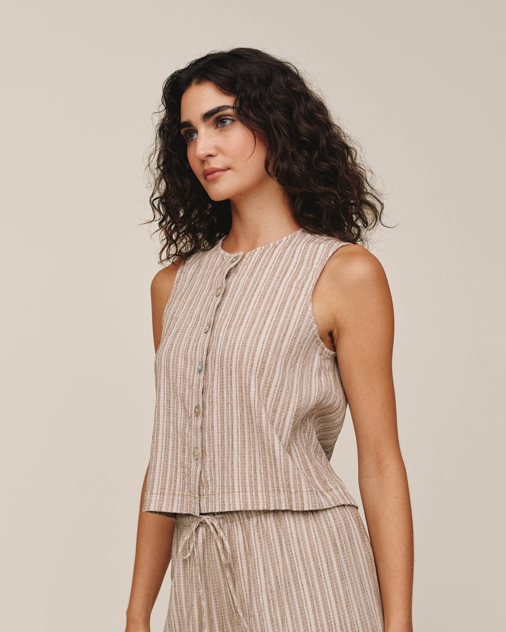 Bella Dahl Sleeveless Button Front Top - Driftwood