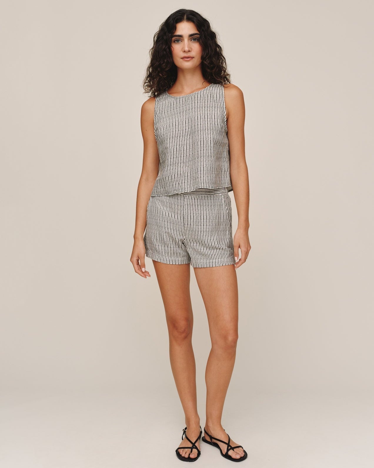 Bella Dahl Sleeveless Boat Neck Split Back - Hatch Stripe