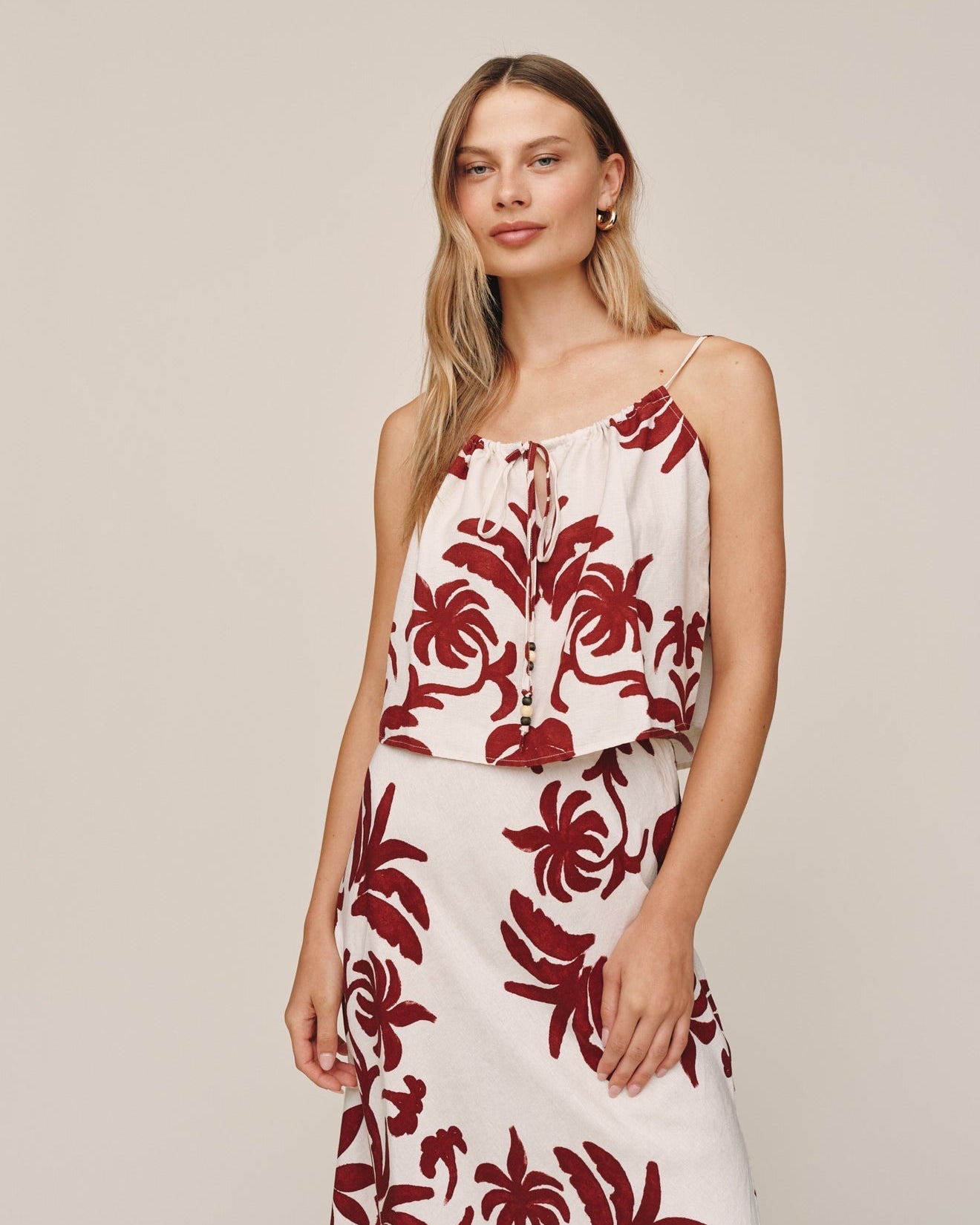 Bella Dahl Tie Front Cami - Island Damask Print