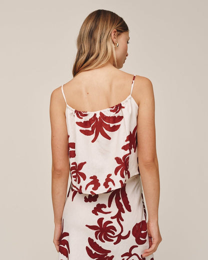 Bella Dahl Tie Front Cami - Island Damask Print