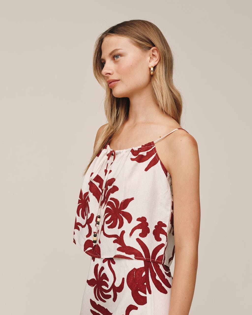 Bella Dahl Tie Front Cami - Island Damask Print