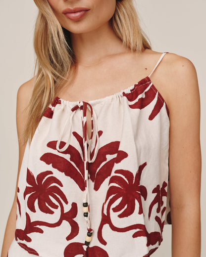 Bella Dahl Tie Front Cami - Island Damask Print