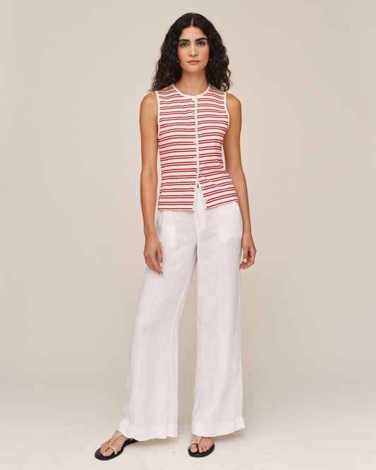 Bella Dahl Sleeveless Fitted Button Down Top - Sunset Sail Stripe