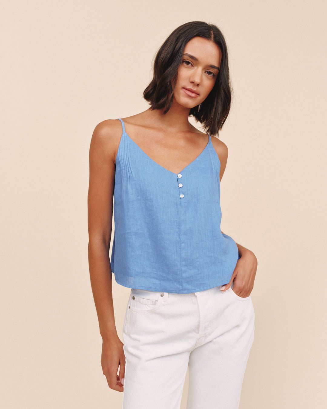 Bella Dahl Pintuck Camisole - Ocean Blue