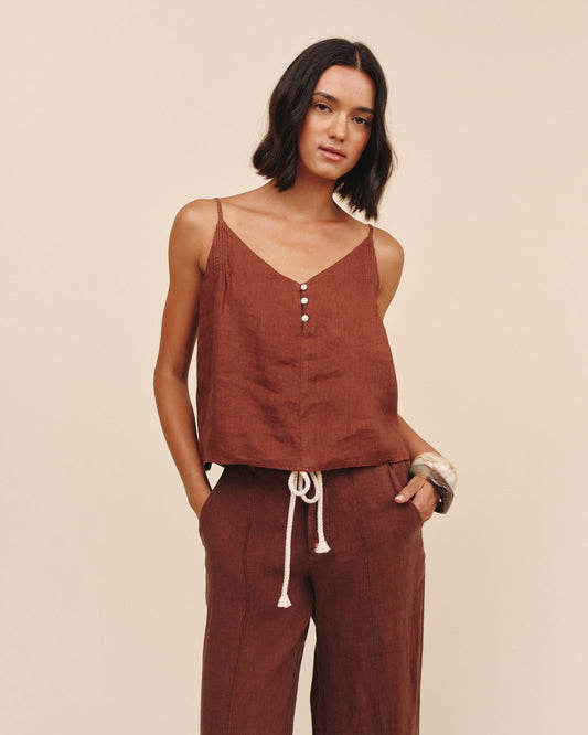 Bella Dahl Pintuck Camisole - Sea Glass Brown