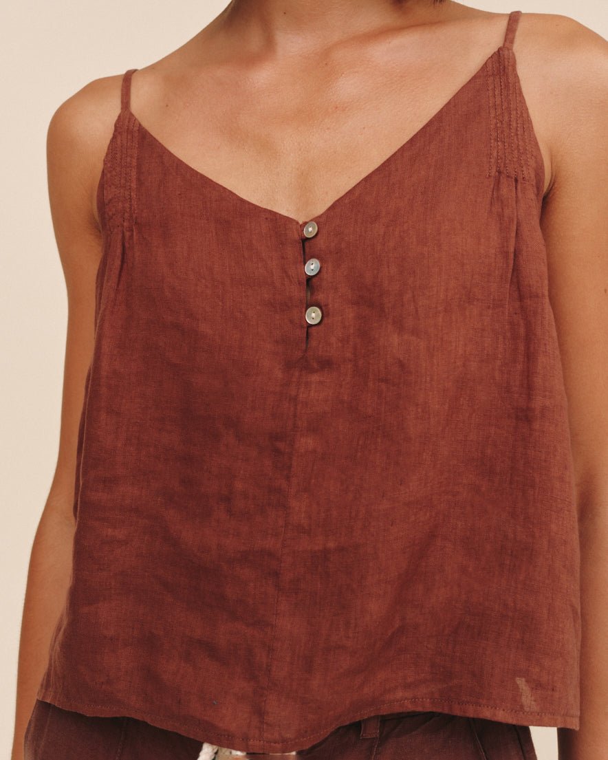 Bella Dahl Pintuck Camisole - Sea Glass Brown