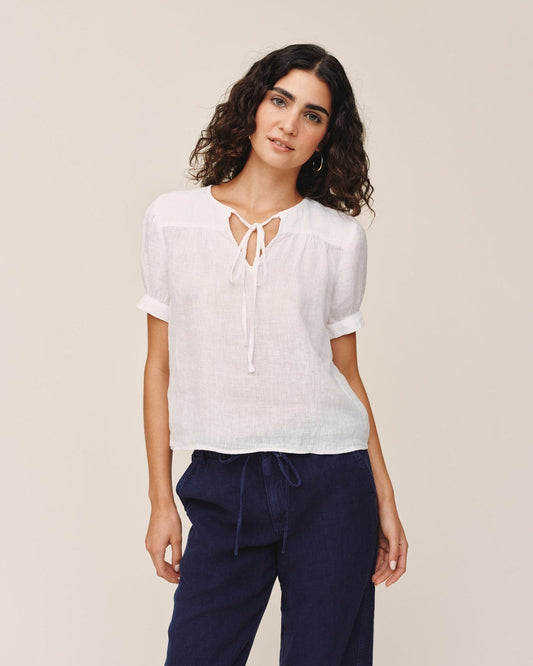 Bella Dahl Short Sleeve Flowy Pullover Top - White