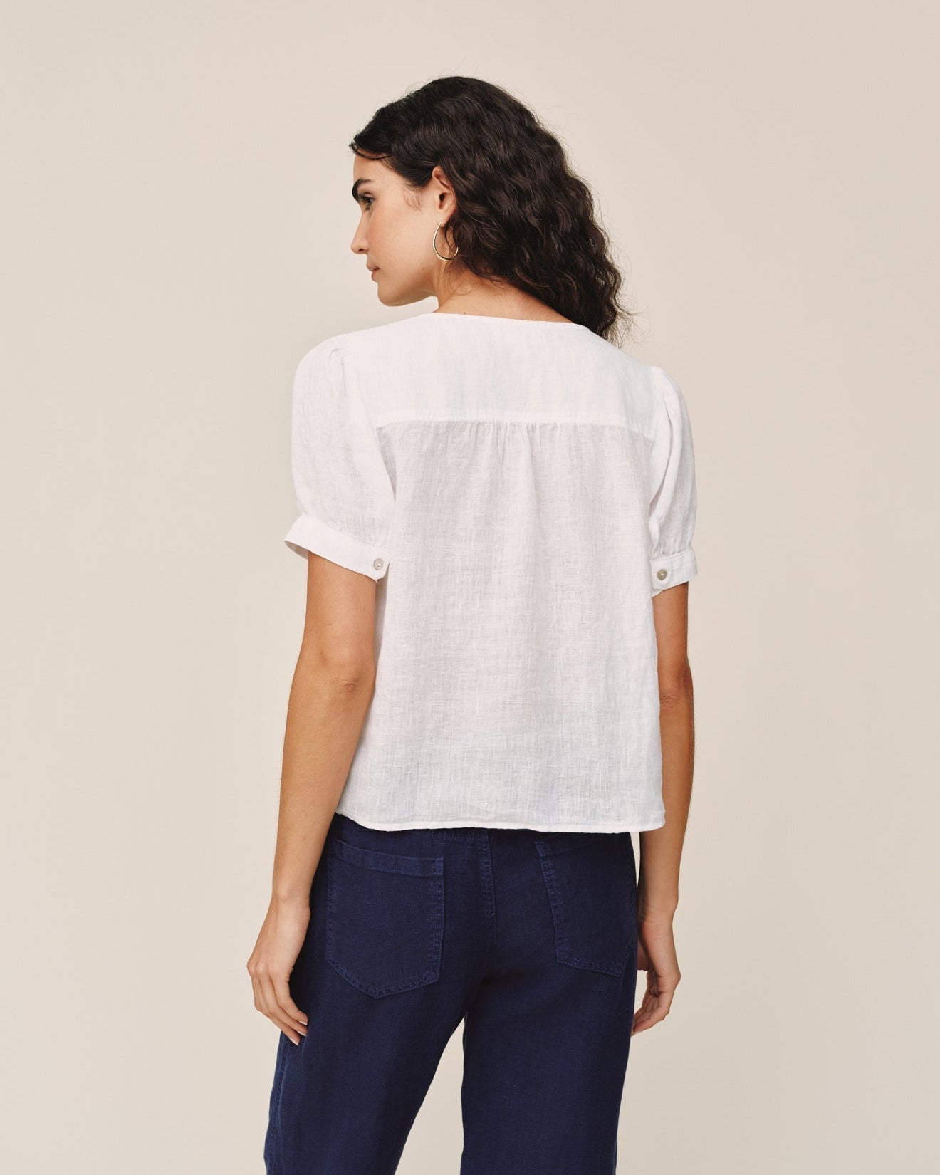 Bella Dahl Short Sleeve Flowy Pullover Top - White