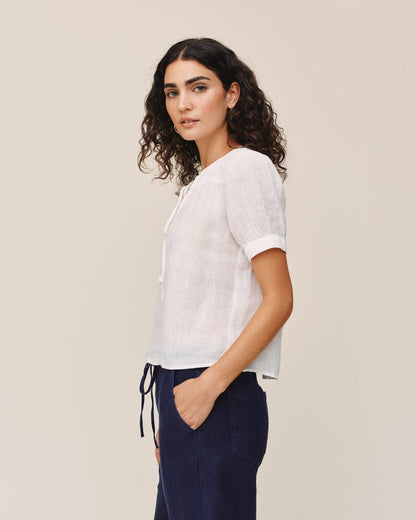 Bella Dahl Short Sleeve Flowy Pullover Top - White