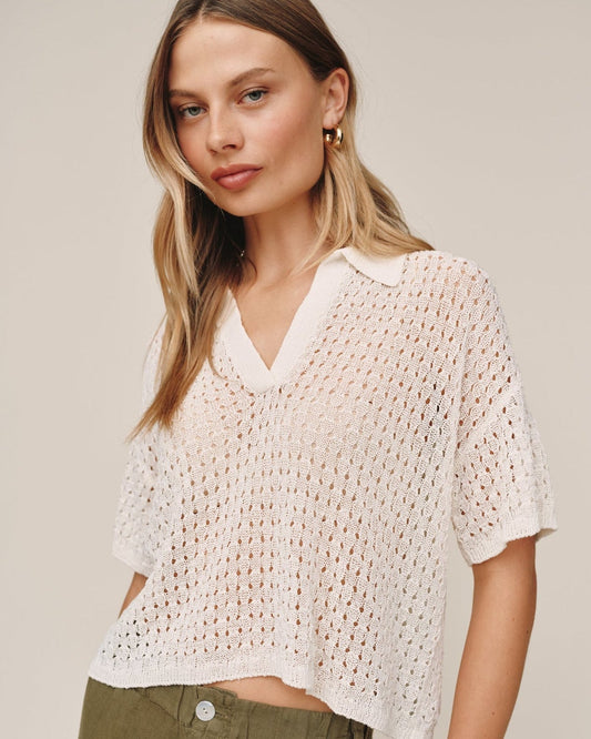 Bella Dahl Short Sleeve Crop Pullover - Sand Stone