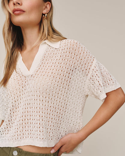 Bella Dahl Short Sleeve Crop Pullover - Sand Stone