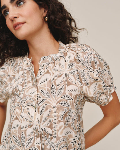 Bella Dahl Short Sleeve Raglan Shirt- Tropical Palm Print