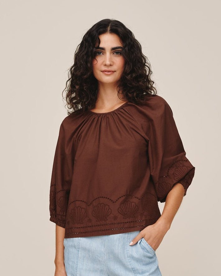 Bella Dahl Short Raglan Sleeve Top - Sea Glass Brown