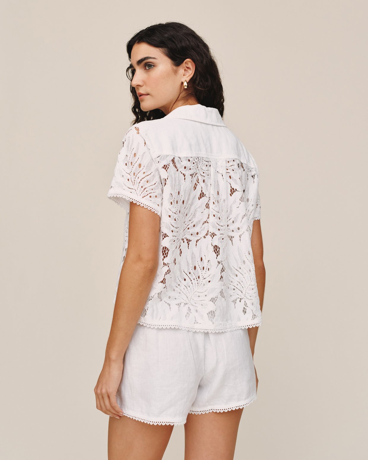 Bella Dahl Short Sleeve Contrast Button Down - White