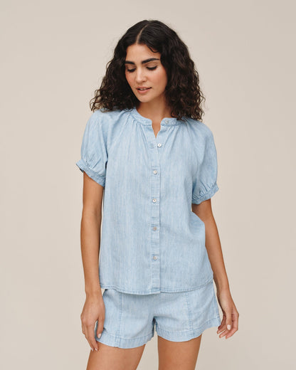 Bella Dahl Short Sleeve Raglan Shirt - Sun Bleached Wash