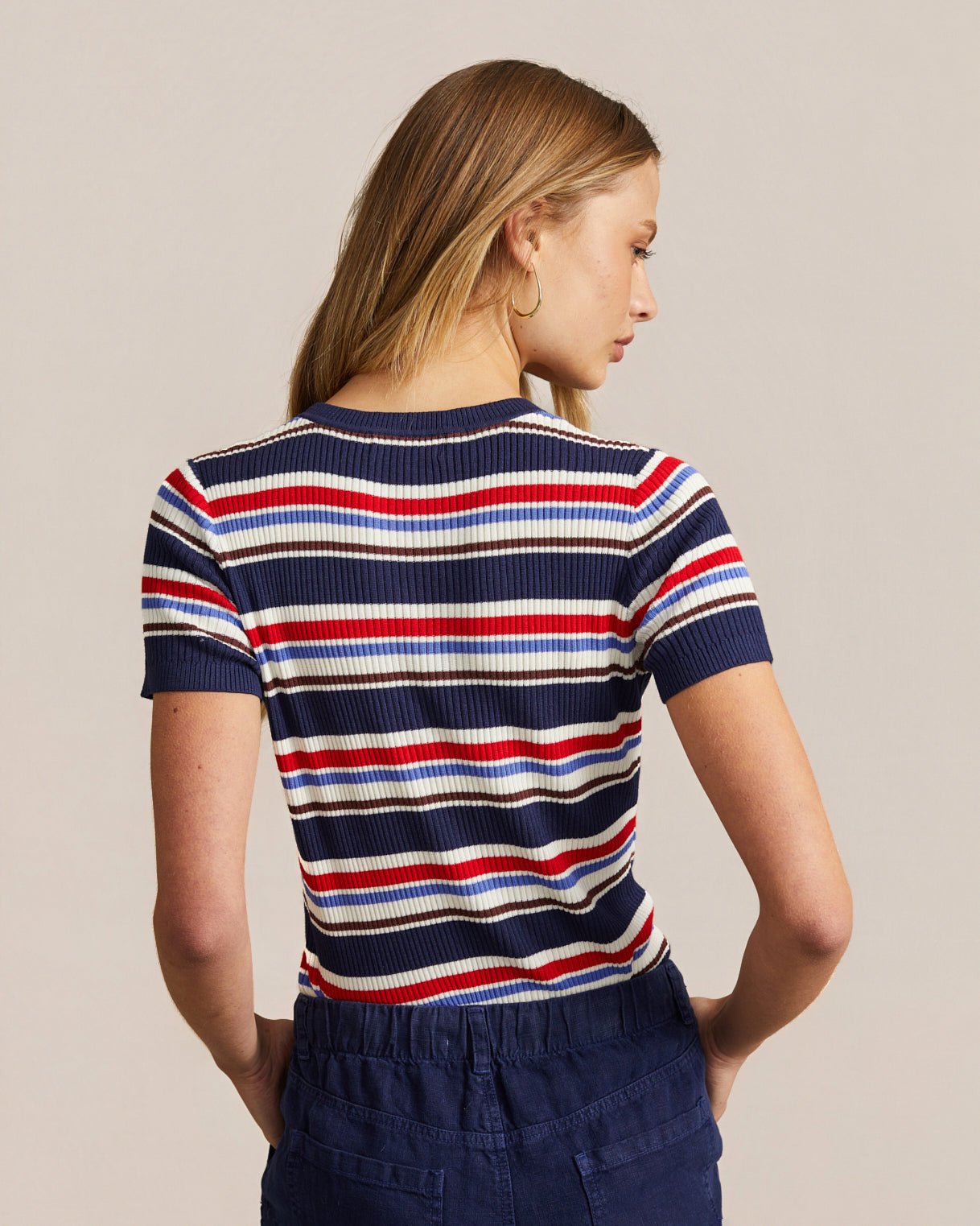 Bella Dahl Fitted Crew Neck Tee - Seaside Stripe