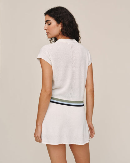 Bella Dahl Cap Sleeve Contrast Band Top - White