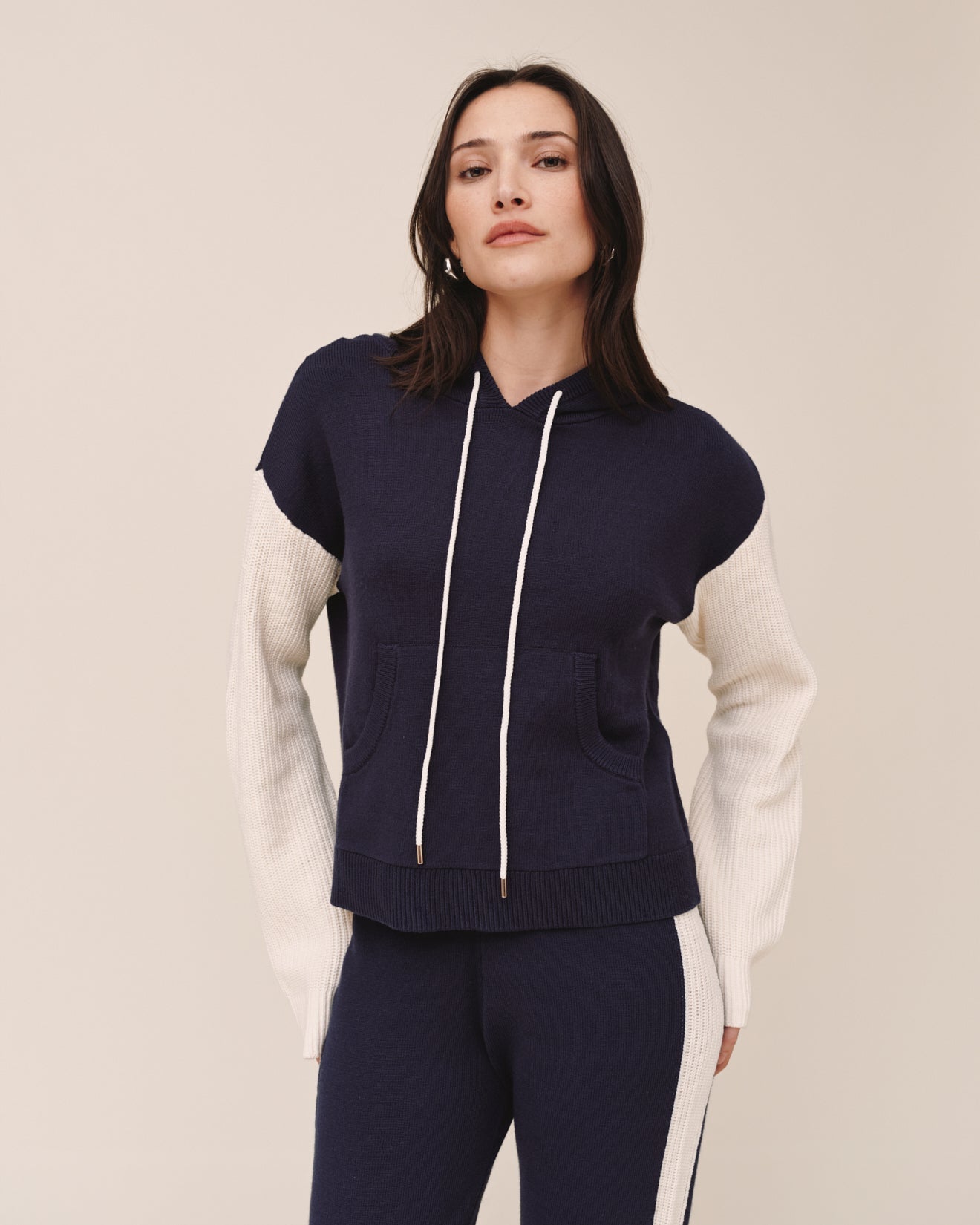 Bella Dahl Contrast Hoodie - Midnight Frost