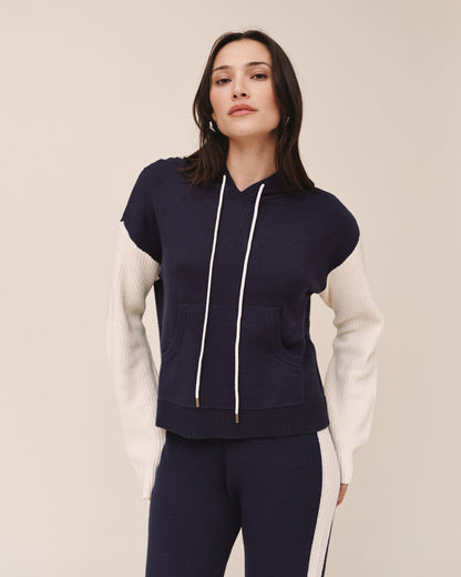 Bella Dahl Contrast Hoodie - Midnight Frost