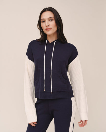 Bella Dahl Contrast Hoodie - Midnight Frost
