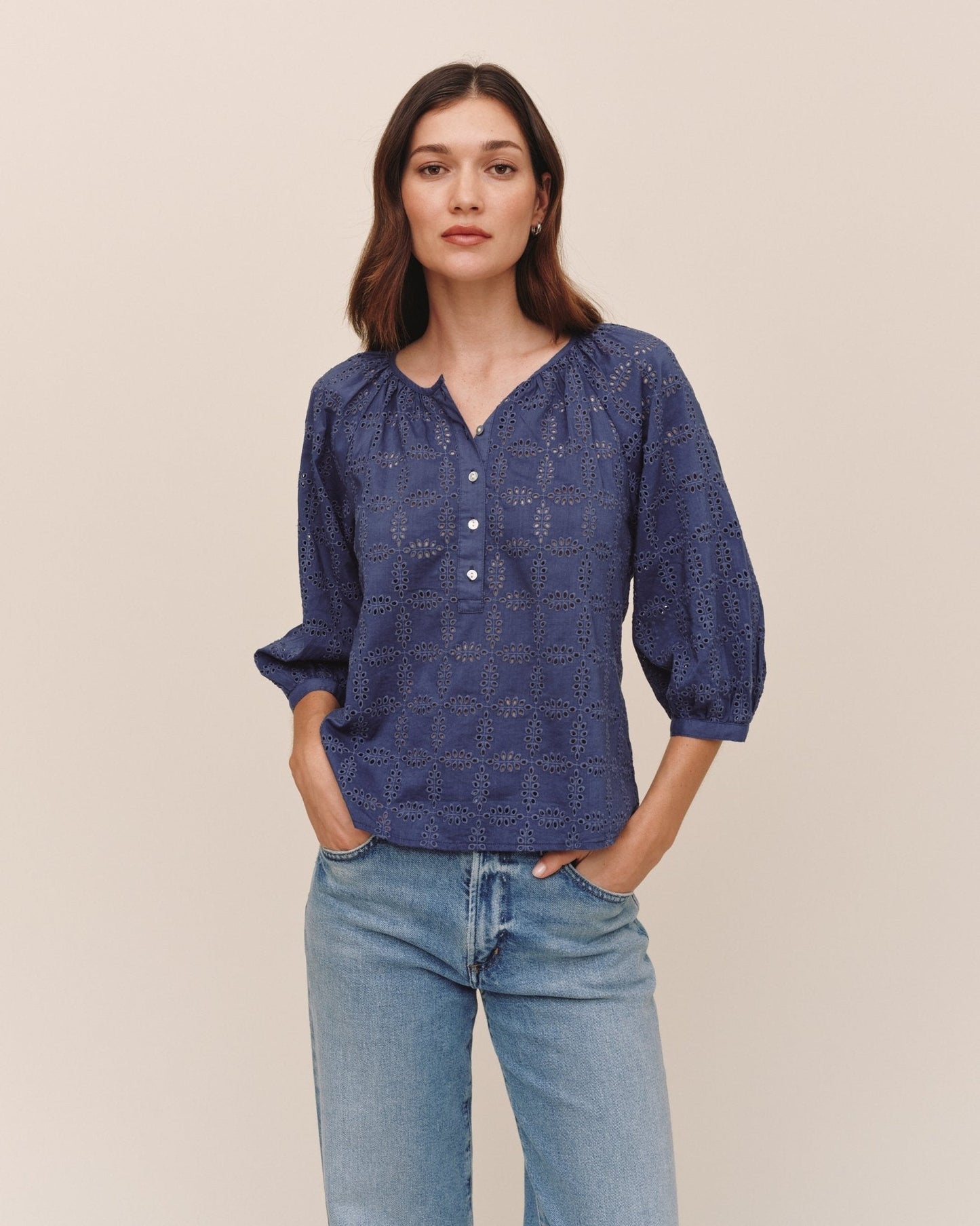 Bella Dahl 3/4 Sleeve Pullover - Indigo Blues