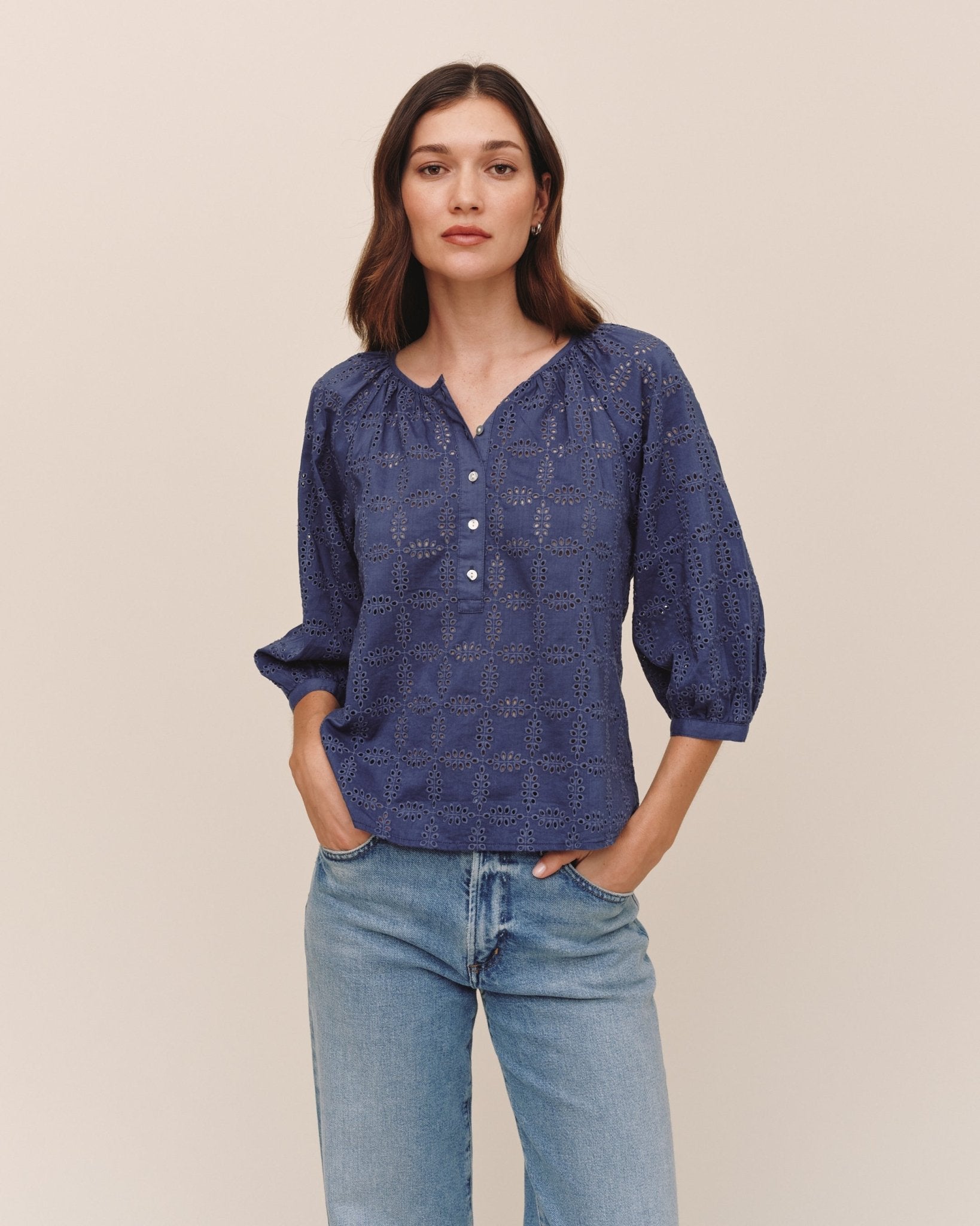 Bella Dahl 3/4 Sleeve Pullover - Indigo Blues