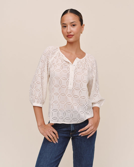 Bella Dahl 3/4 Sleeve Pullover- Ivory