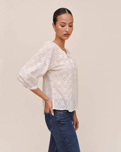 Bella Dahl 3/4 Sleeve Pullover- Ivory