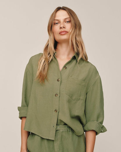 Bella Dahl Boxy Shirt - Olive Leaf