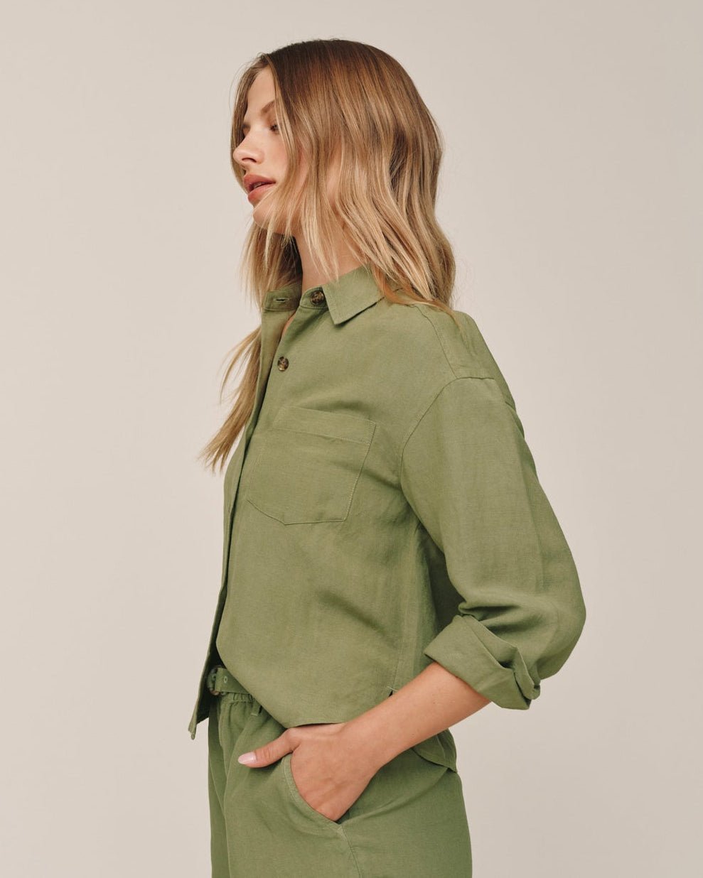 Bella Dahl Boxy Shirt - Olive Leaf