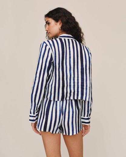 Bella Dahl Long Sleeve Crop Shirt - Painted Tides Stripe