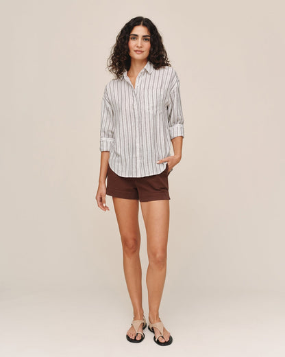 Bella Dahl Long Sleeve Oversize Pocket shirt - Driftwood Stripe