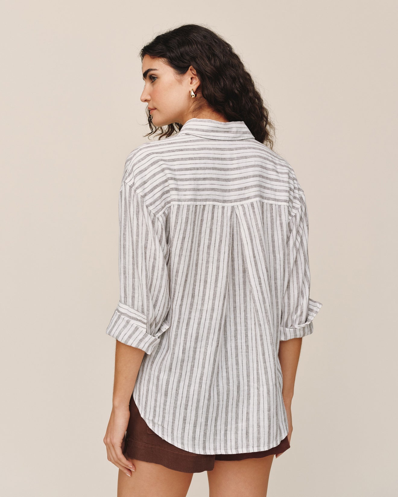 Bella Dahl Long Sleeve Oversize Pocket shirt - Driftwood Stripe