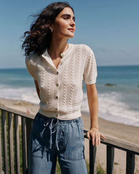 Bella Dahl Short Sleeve Cardigan - Ivory