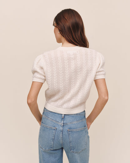 Bella Dahl Short Sleeve Cardigan - Ivory