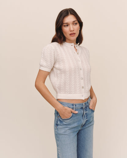 Bella Dahl Short Sleeve Cardigan - Ivory