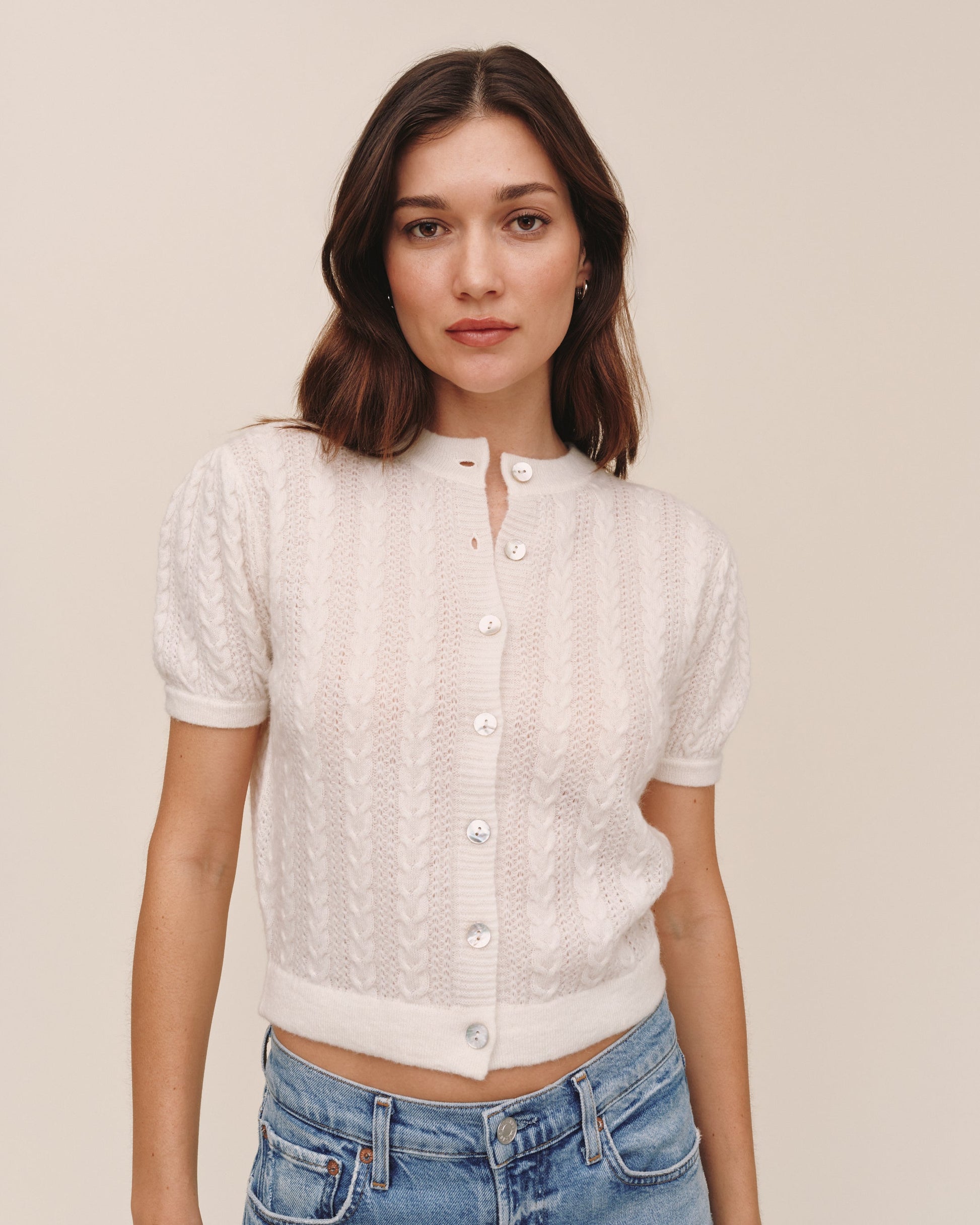 Bella Dahl Short Sleeve Cardigan - Ivory