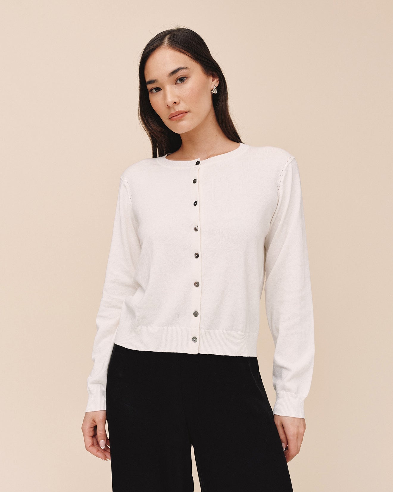 Bella Dahl Crew Neck Cardigan - Ivory